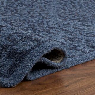 Runner Rug, 2 Ft 3 In x 19 Ft, Navy Blue Wool and Cotton