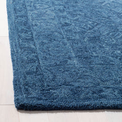 Runner Rug, 2 Ft 3 In x 19 Ft, Navy Blue Wool and Cotton