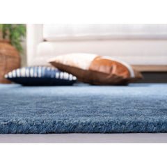 Runner Rug, 2 Ft 3 In x 19 Ft, Navy Blue Wool and Cotton