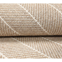 Runner Rug, 2 ft 7 in x 23 ft, Wool with Tan and Ivory Chevron