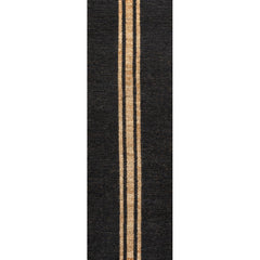 Runner Rug, 2 x 8 ft in Black and Natural Jute