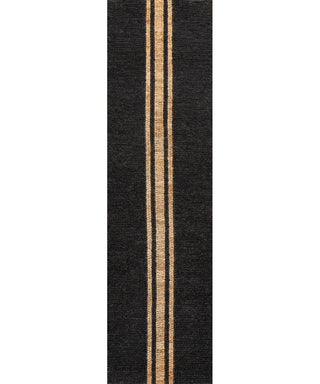 Runner Rug, 2 x 8 ft in Black and Natural Jute