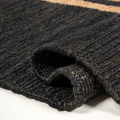 Runner Rug, 2 x 8 ft in Black and Natural Jute