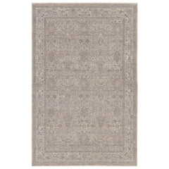 Runner Rug, 3 ft x 8 ft with Gray and Beige Medallion Pattern