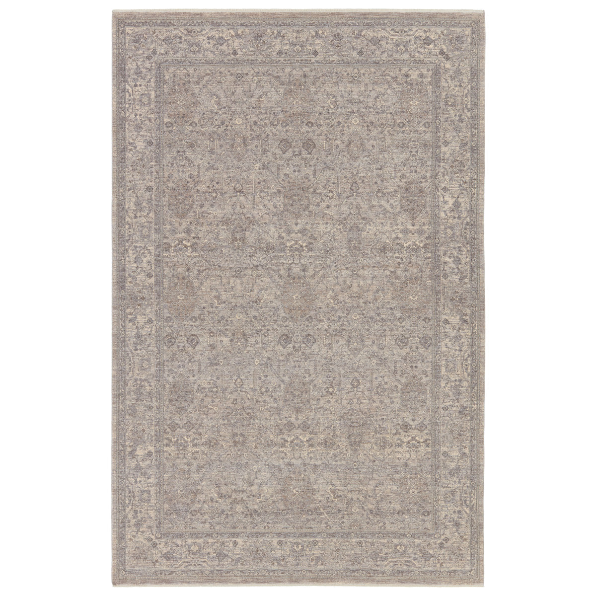 Runner Rug, 3 ft x 8 ft with Gray and Beige Medallion Pattern