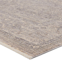 Runner Rug, 3 ft x 8 ft with Gray and Beige Medallion Pattern