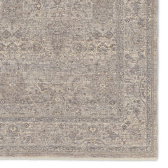 Runner Rug, 3 ft x 8 ft with Gray and Beige Medallion Pattern