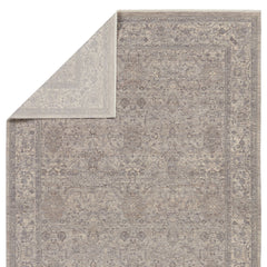 Runner Rug, 3 ft x 8 ft with Gray and Beige Medallion Pattern
