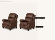 Seat and back height | two matching upright push-back recliners with 18.1-inch seat-height and 25-inch back-height callouts