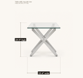 Dimensions | table width and height labeled from a true side view