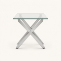 Side | true side profile of the glass top and crossed silver pedestal on paper