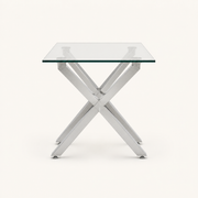 Side | true side profile of the glass top and crossed silver pedestal on paper