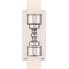 Sconce with White Glass Shade in Polished Nickel