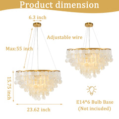 Seashell Chandelier with 6 Lights in Gold