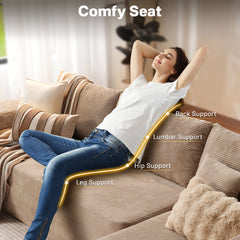 Sectional Sofa, 2-Piece L-Shape in Tan Corduroy, Right Hand Facing