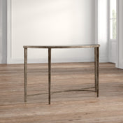 Semi-Circle Table with Glass Top and Metal Frame in Antiqued Silver