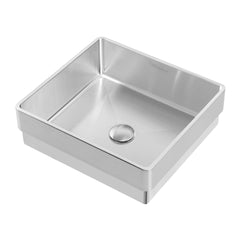 Semi-Recessed Bath Basin with Matching Drain in Brushed Stainless Steel