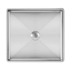 Semi-Recessed Bath Basin with Matching Drain in Brushed Stainless Steel