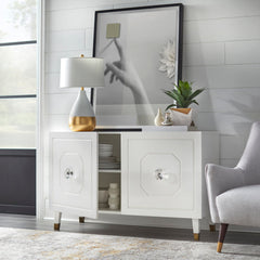 Server Cabinet with 2 Hexagonal Doors in Glossy White