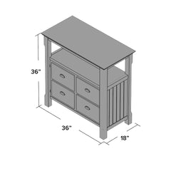 Server, Solid and Manufactured Wood with 2 Doors and Open Shelf, Black