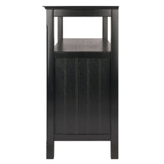 Server, Solid and Manufactured Wood with 2 Doors and Open Shelf, Black