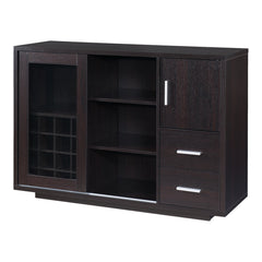 Server, Two Cabinets and Two Drawers, Cappuccino with Metal Accents