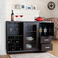 Server, Two Cabinets and Two Drawers, Cappuccino with Metal Accents