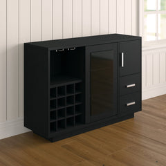 Server, Two Cabinets and Two Drawers, Cappuccino with Metal Accents