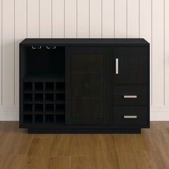 Server, Two Cabinets and Two Drawers, Cappuccino with Metal Accents