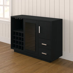 Server, Two Cabinets and Two Drawers, Cappuccino with Metal Accents