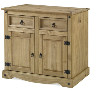 Server with 2 Drawers, Solid Pine Wood, Antique Brown