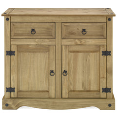 Server with 2 Drawers, Solid Pine Wood, Antique Brown