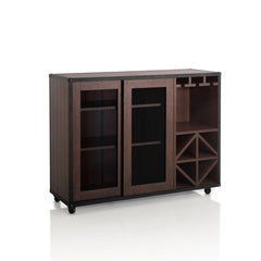 Server with Two Doors and Three Shelves, Brown Manufactured Wood