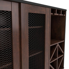 Server with Two Doors and Three Shelves, Brown Manufactured Wood