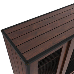 Server with Two Doors and Three Shelves, Brown Manufactured Wood