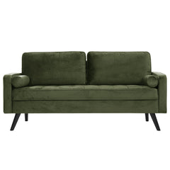 Settee, 3-Seat, Green Velvet with Black Legs
