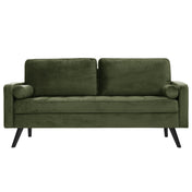 Settee, 3-Seat, Green Velvet with Black Legs