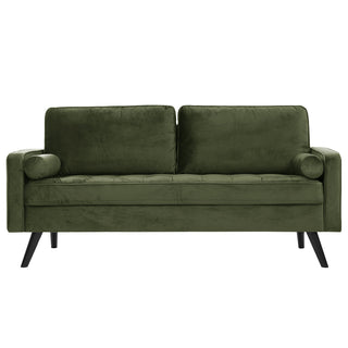 Settee, 3-Seat, Green Velvet with Black Legs