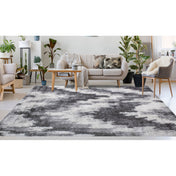 Shag Area Rug, 10 x 14 ft, Charcoal with Abstract Pattern