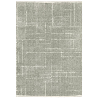 Shag Area Rug, 100% Polyester with Gray and Ivory Pattern