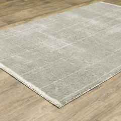 Shag Area Rug, 100% Polyester with Gray and Ivory Pattern