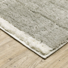 Shag Area Rug, 100% Polyester with Gray and Ivory Pattern