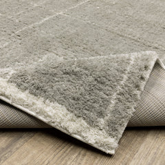 Shag Area Rug, 100% Polyester with Gray and Ivory Pattern