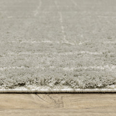 Shag Area Rug, 100% Polyester with Gray and Ivory Pattern