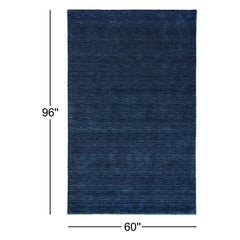 Shag Area Rug, 5 ft x 8 ft, Blue Hand-Woven Wool