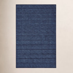 Shag Area Rug, 5 ft x 8 ft, Blue Hand-Woven Wool