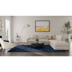Shag Area Rug, 5 ft x 8 ft, Blue Hand-Woven Wool