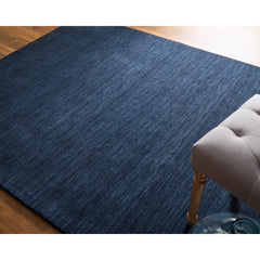 Shag Area Rug, 5 ft x 8 ft, Blue Hand-Woven Wool
