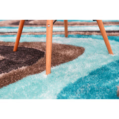 Shag Area Rug, 5' x 7' in Blue and Gray