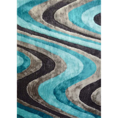 Shag Area Rug, 5' x 7' in Blue and Gray